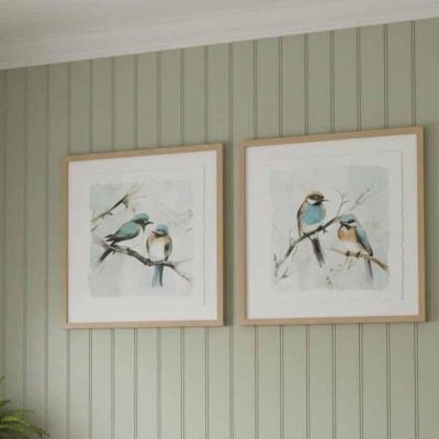 Blue Haven Bird Couple Framed Wall Print, Set/2 Assorted