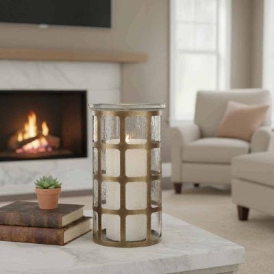 Aurelia Wavy Glass Hurricane Candle Holder - 10"