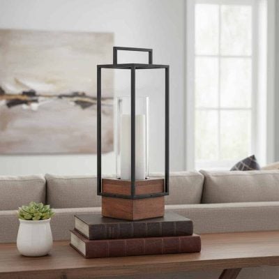 Ironframe Glass Hurricane Candle Lantern