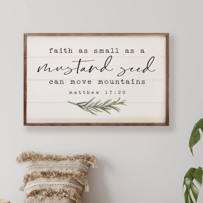 Mustard Seed Greenery Matthew 17:20 Wooden Sign