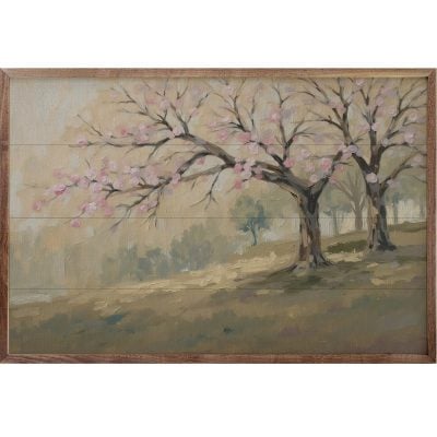 Spring Pink Blossom Tree Wooden Sign